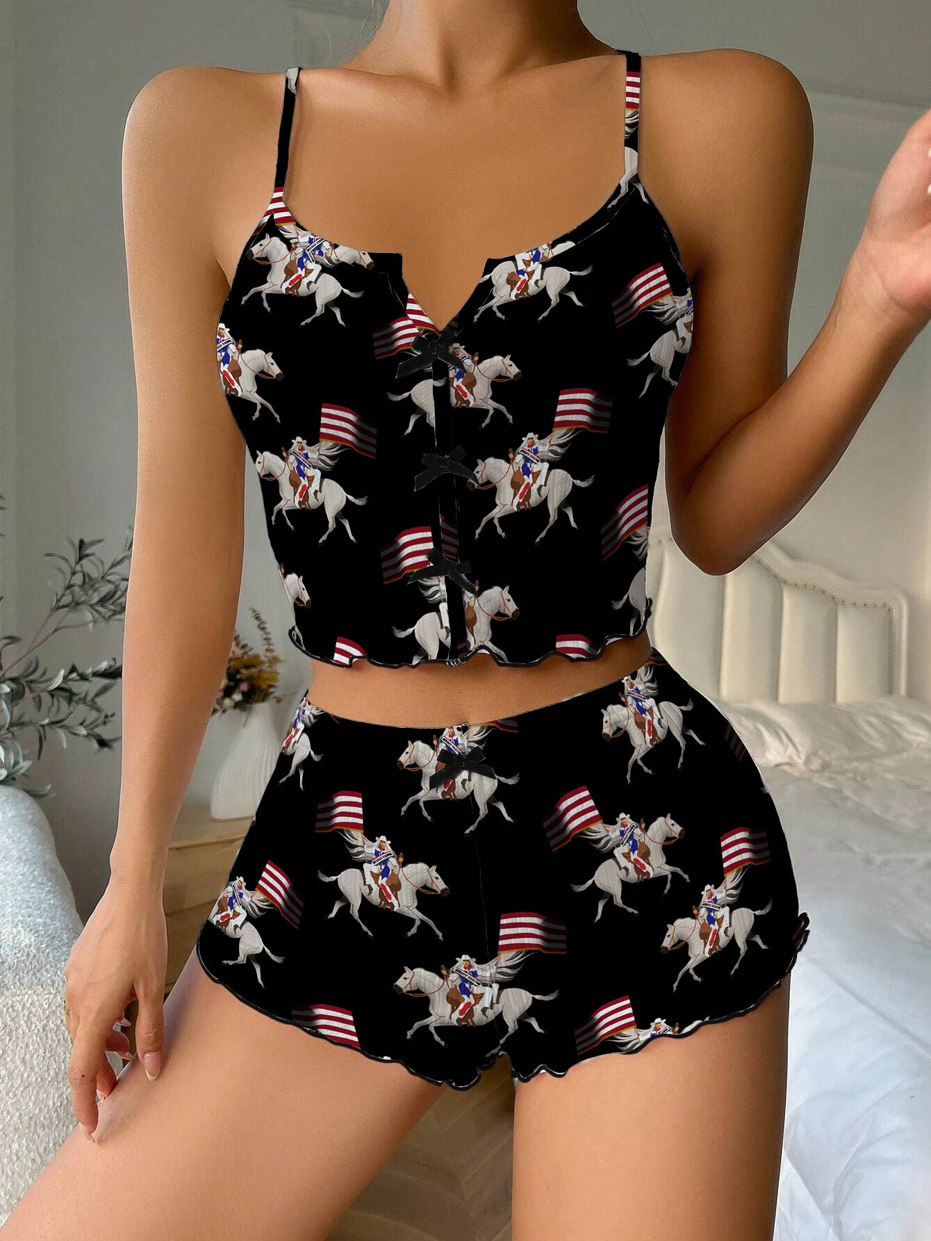 Beyoncé Cowboy Carter Tour Bow Ribbed Knit Pajama Set For Women