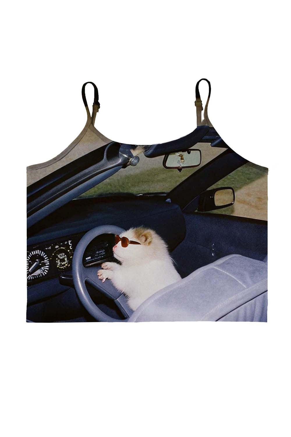 Hamster Driving Y2K Print Cami Crop Top