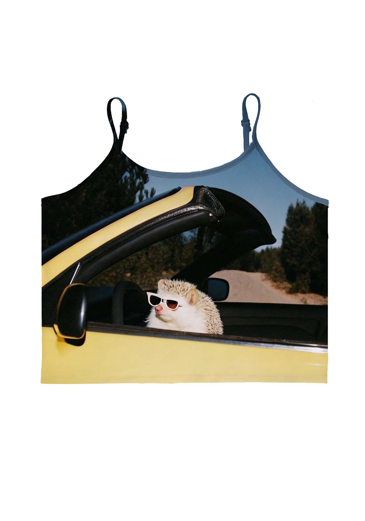 Hedgehog Driving Y2K Print Cami Crop Top