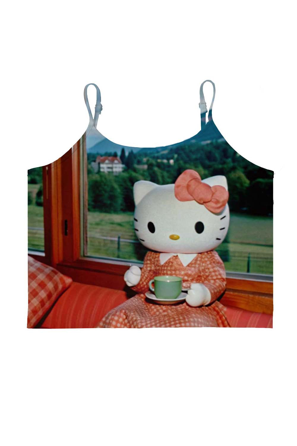 Elegant Kitty Y2K Print Cami Crop Top