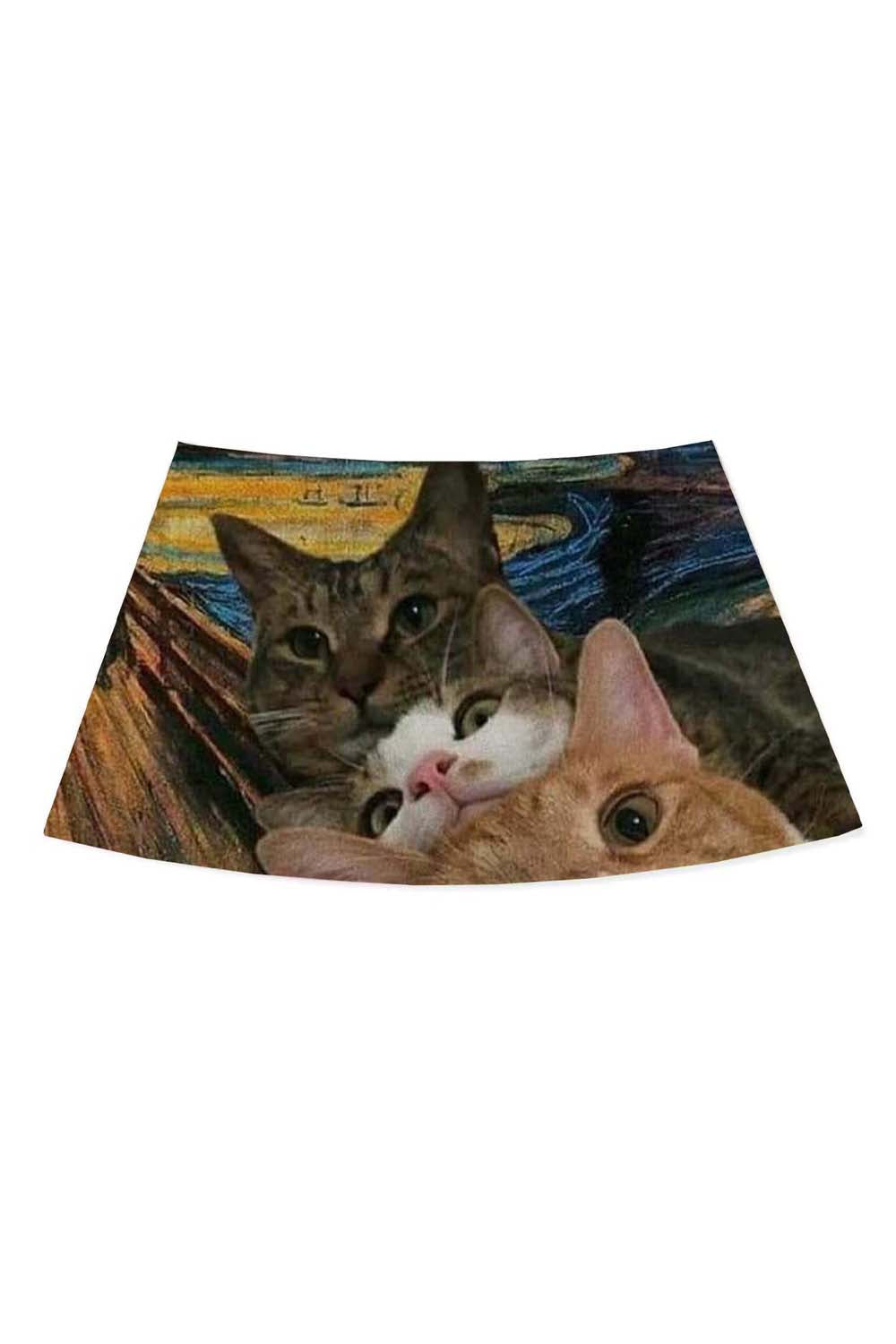 Screaming Cats Y2K Print Mini Skirt