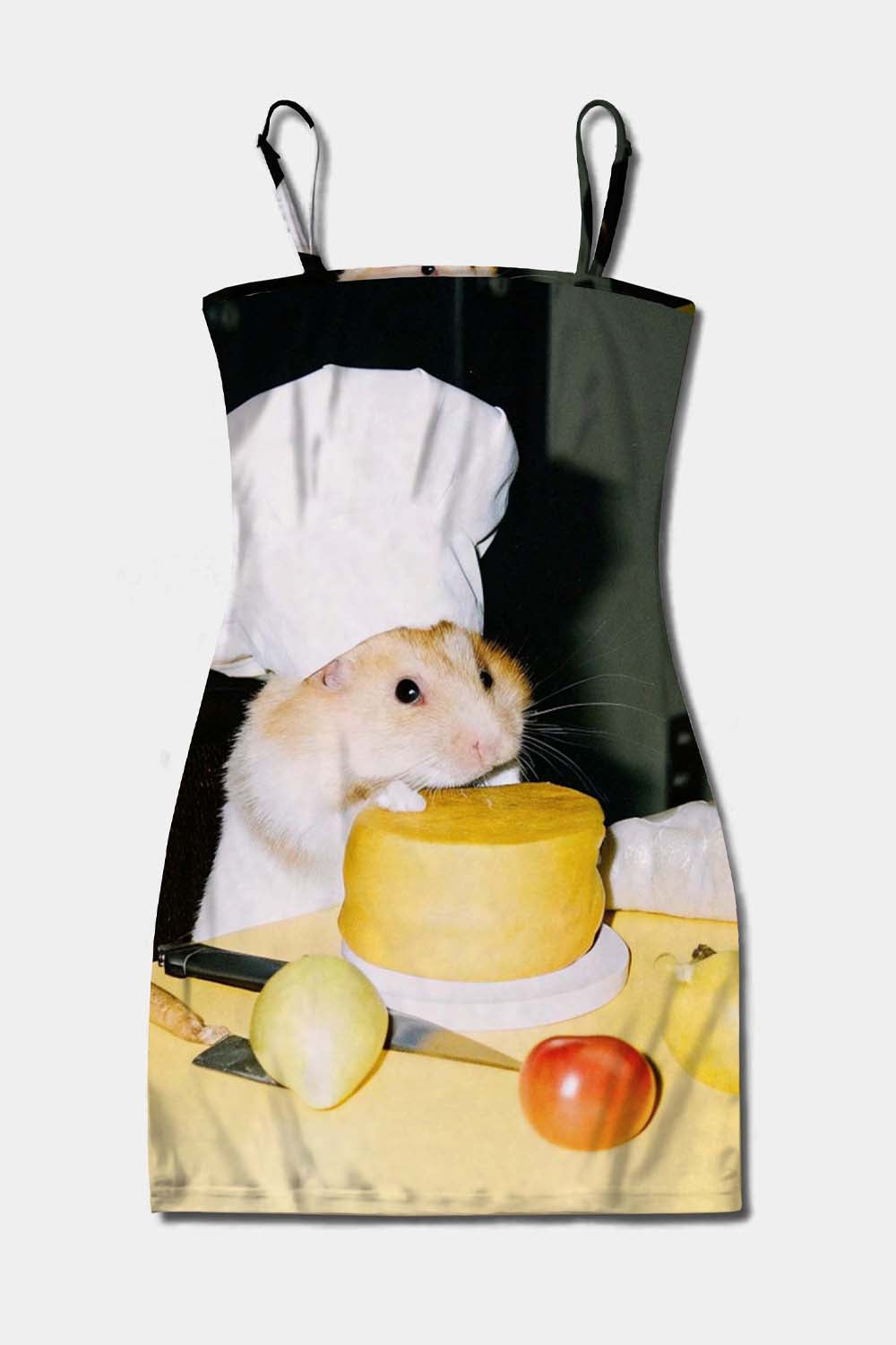 Cooking Hamster Y2K Print Slip Dress