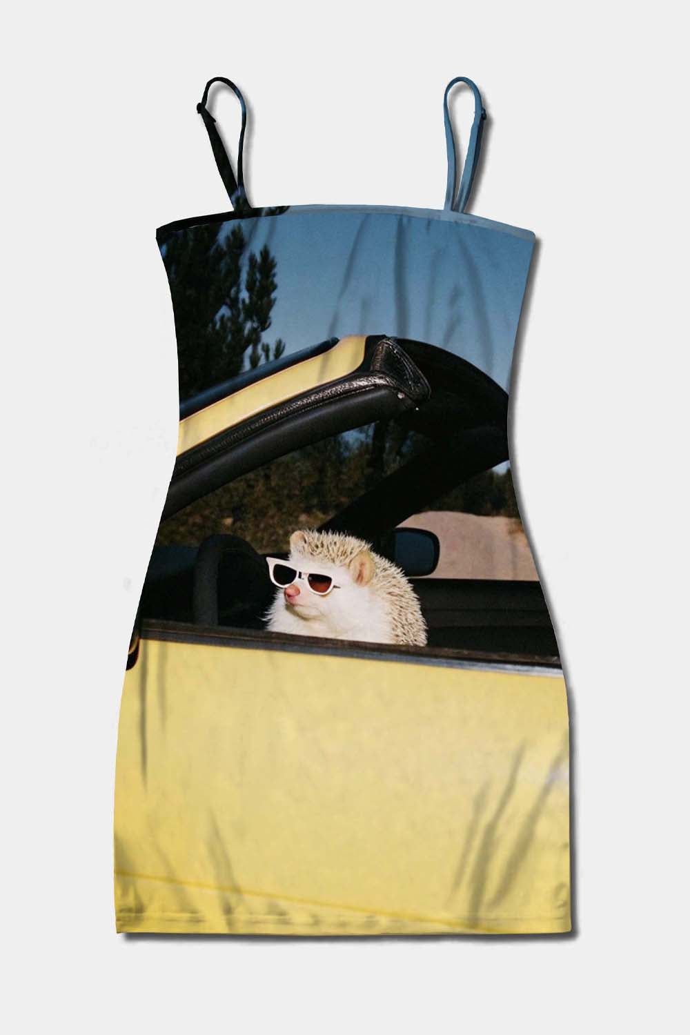 Hedgehog Driving Y2K Print Slip Dress
