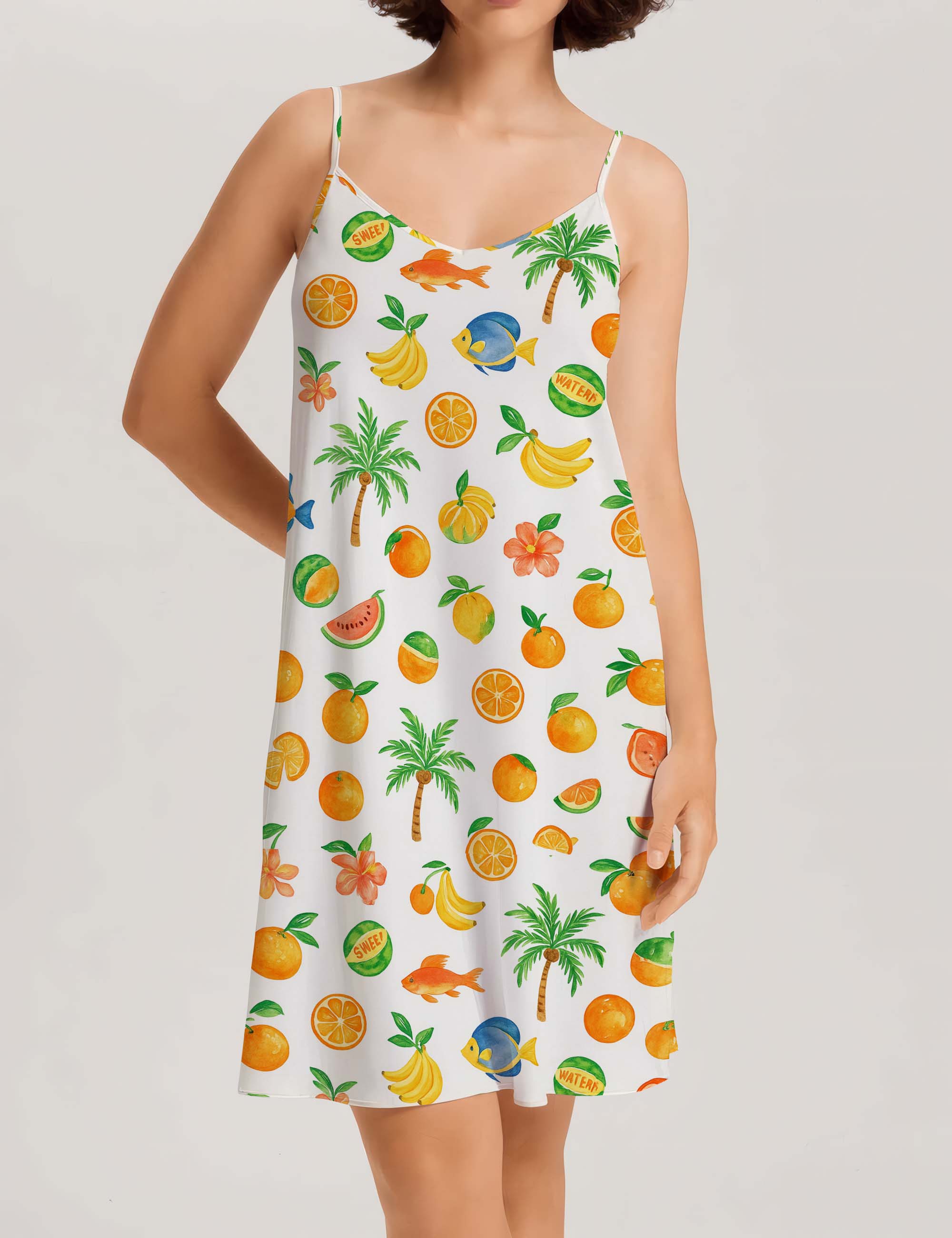 Summer Vacation Spaghetti Strap Camisole Nightdress