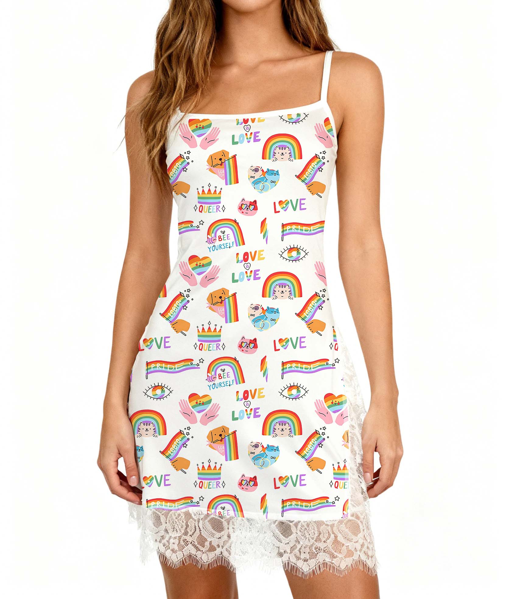 Rainbow LGBTQ Lace Camisole Bodydress