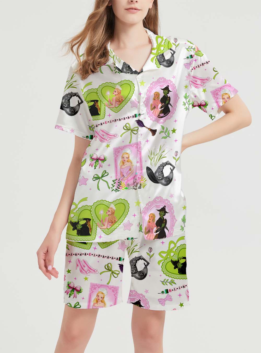 Wicked Movie Halloween Satin Pajama Set For Women